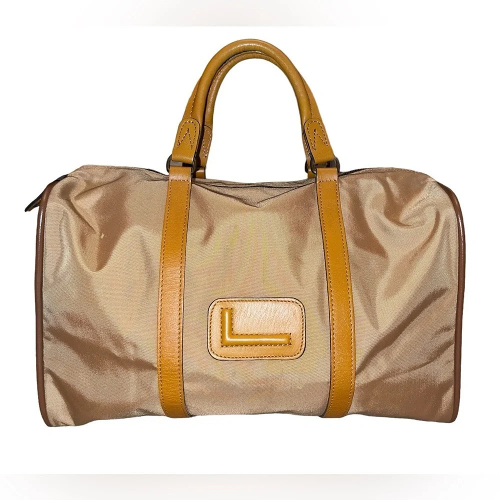 LANCEL Paris Nylon/Leather Boston Bag
